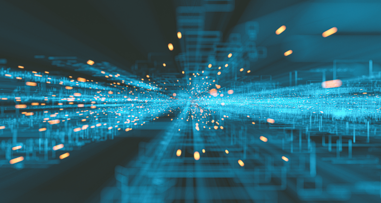 graphic image showing an information super highway for assettrac's asset tracking software.