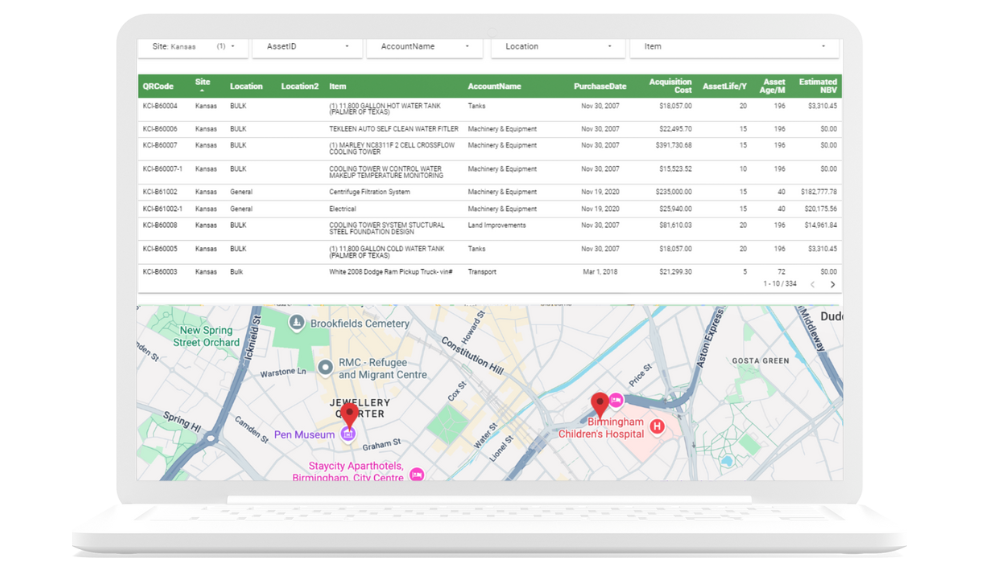 real time location tracking and active tracking system dashboard