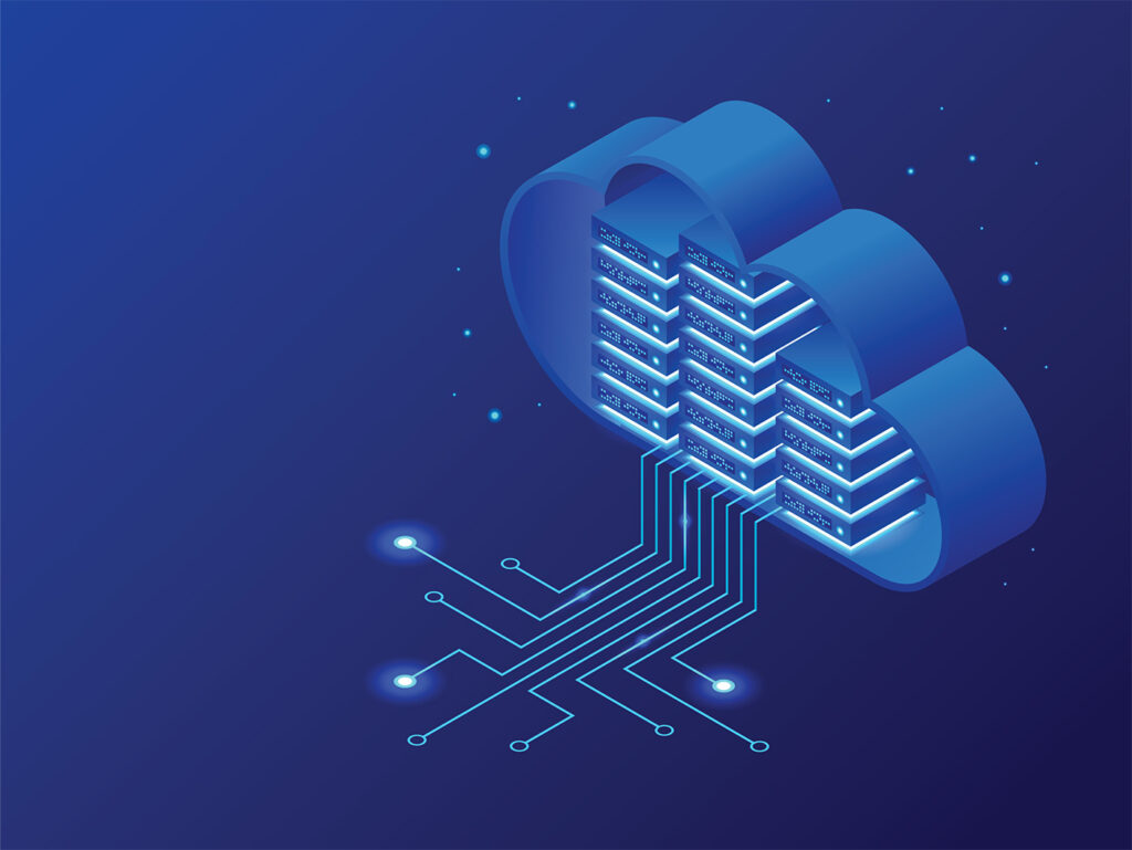 Graphic showing cloud systems for Assettrac's asset management platform.